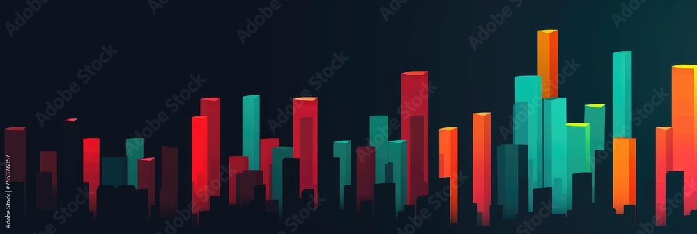 Vibrant Abstract City Skyline Silhouette