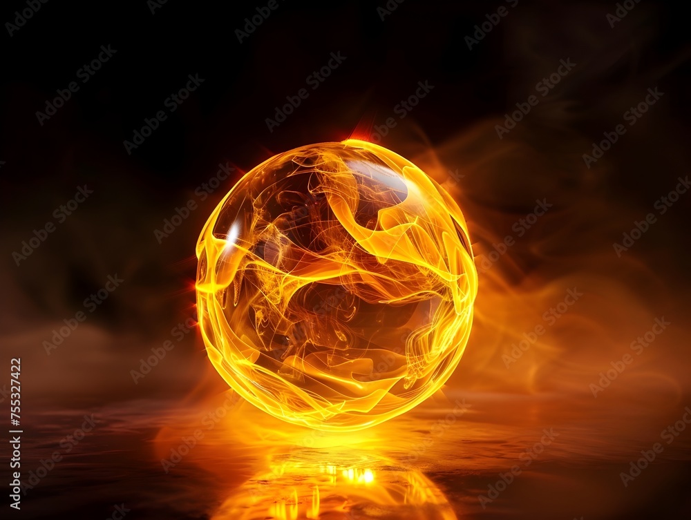 Fototapeta premium Glowing Yellow Energy Orb Radiating Warmth and Power in Abstract Background