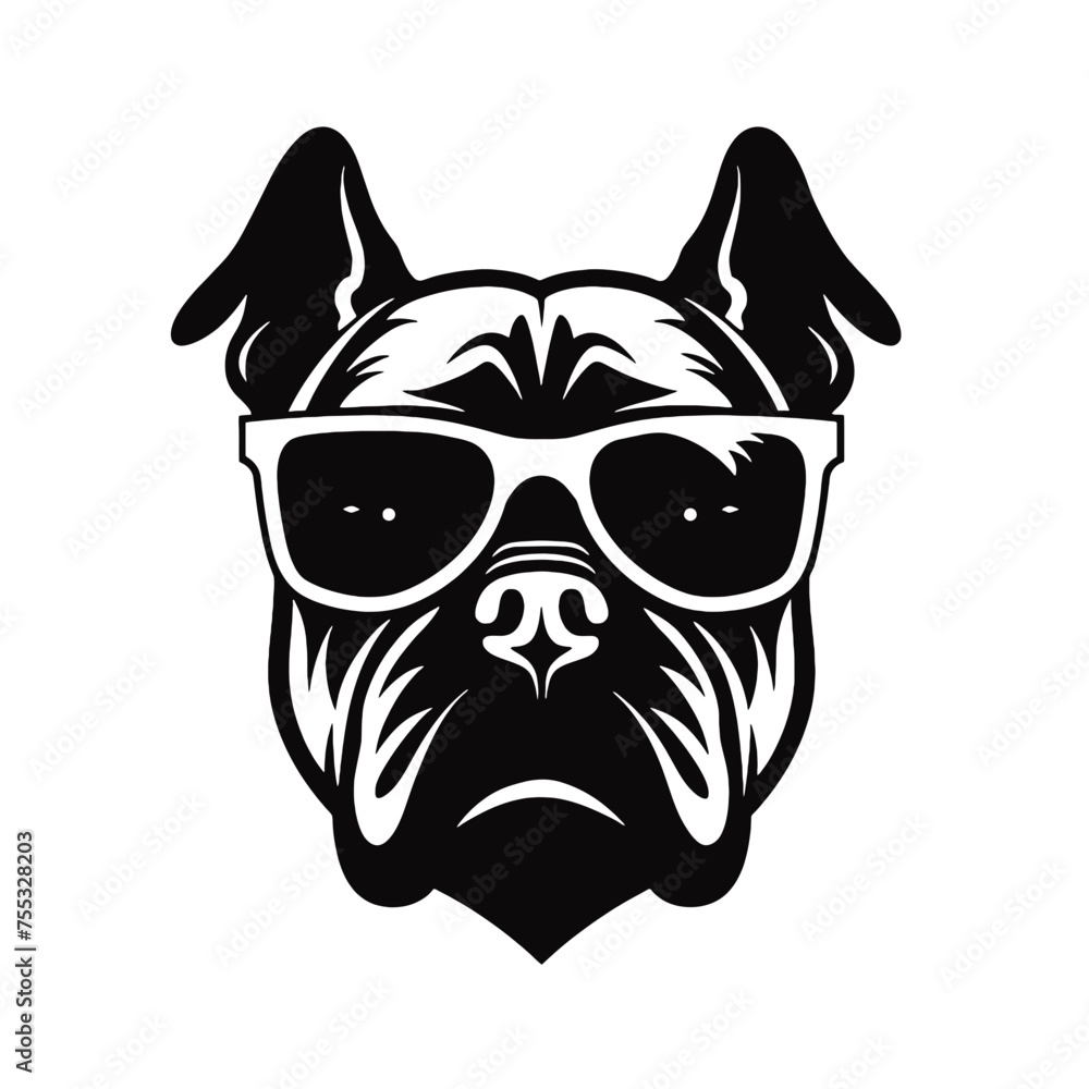 Obraz premium Bulldog Logo Monochrome Design Style
