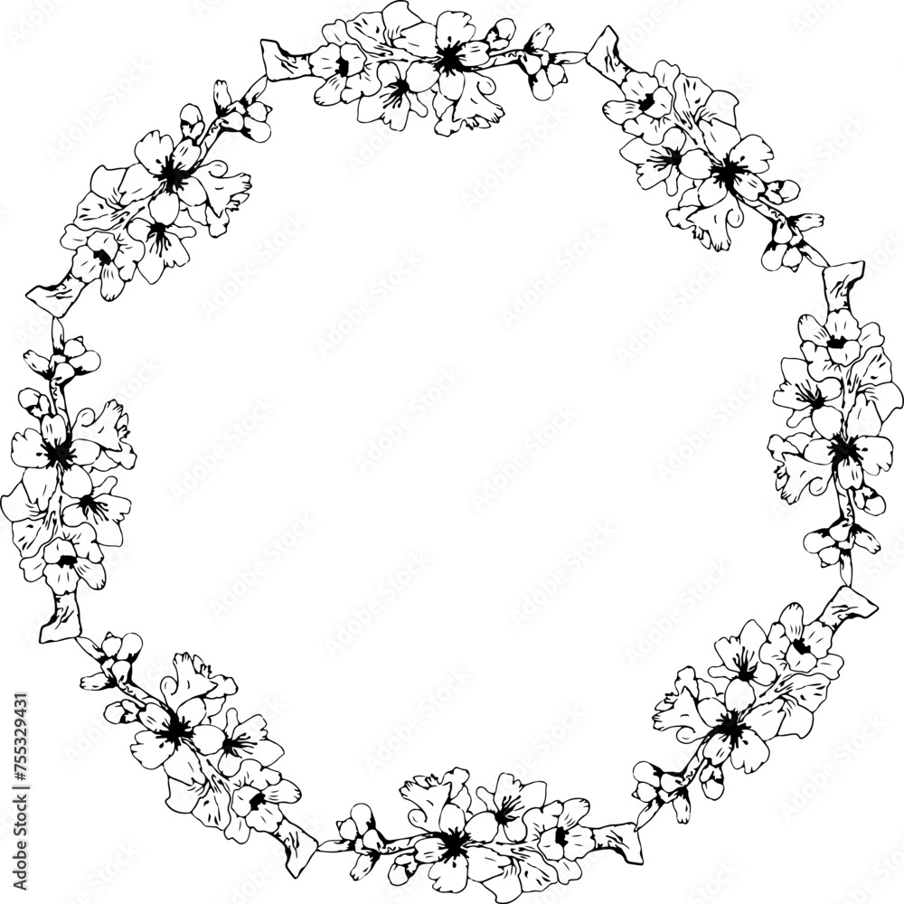 Hand drawn flower wreath illustration on transparent background. Hand drawn flower wreath illustration on transparent background.