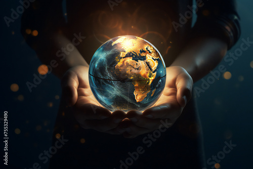 Earth in hand  save earth concept