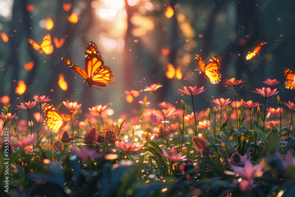 butterfly in spring flowers butterfly in spring flowers