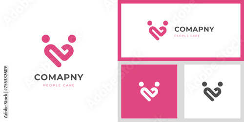 people love care and health Heart logo icon design for Charity and support vector concept and happy life vector logo symbol