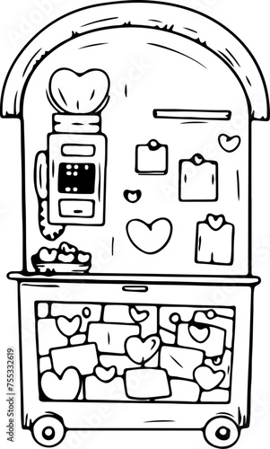 Hand drawn sales booth illustration on transparent background.
