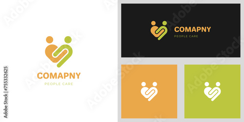 people love care and health Heart logo icon design for Charity and support vector concept and happy life vector logo symbol