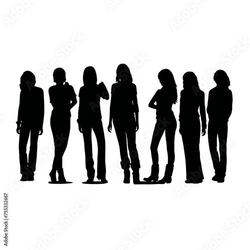 silhouettes group of of women standing vector