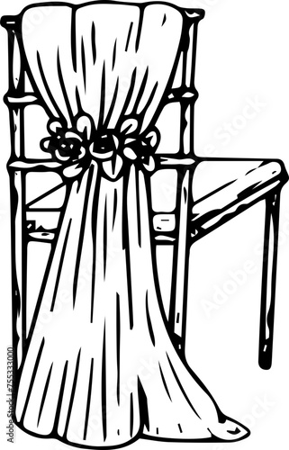 Hand drawn wedding chairs illustration on transparent background.
