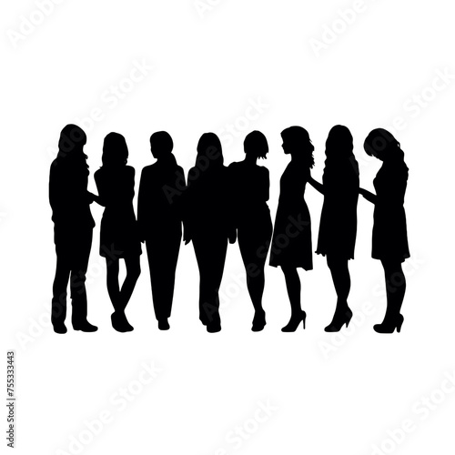 silhouettes group of of women  standing vector