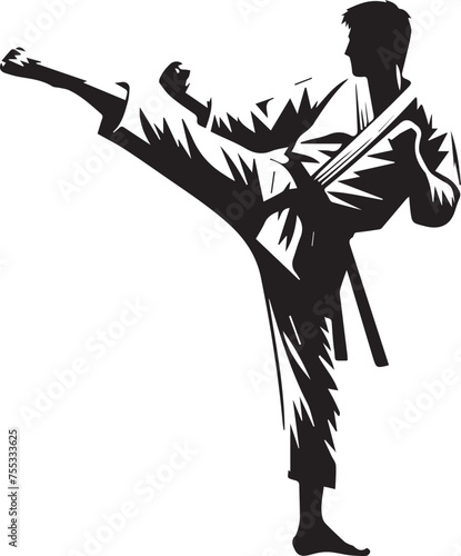 Graceful Strikes: Kung Fu Karate Silhouette Vector Art