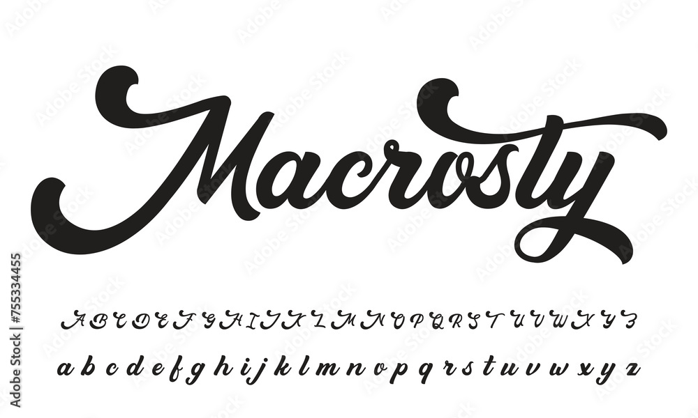 Best Alphabet Birdsong Amazing Script Signature Logotype Font lettering handwritten - obrazy, fototapety, plakaty 
