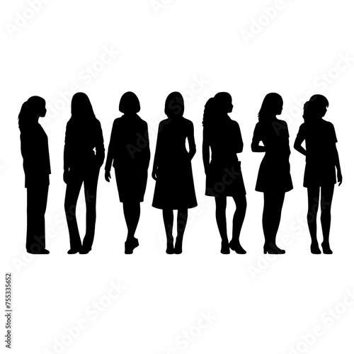 Lady businessman silhouette vector collection. Stylish businesswoman silhouette set standing in different poses. Modern female models silhouette bundles wearing suits with different poses.
