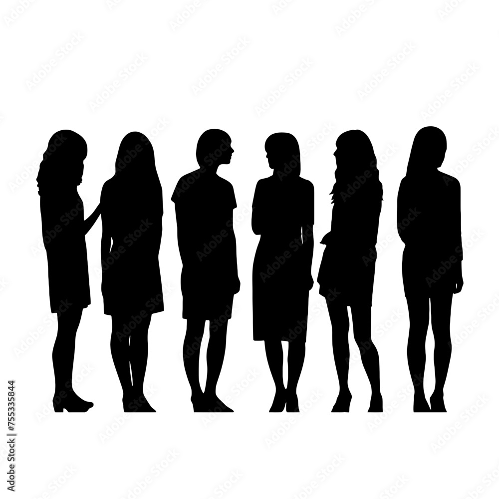 Lady businessman silhouette vector collection. Stylish businesswoman silhouette set standing in different poses. Modern female models silhouette bundles wearing suits with different poses.