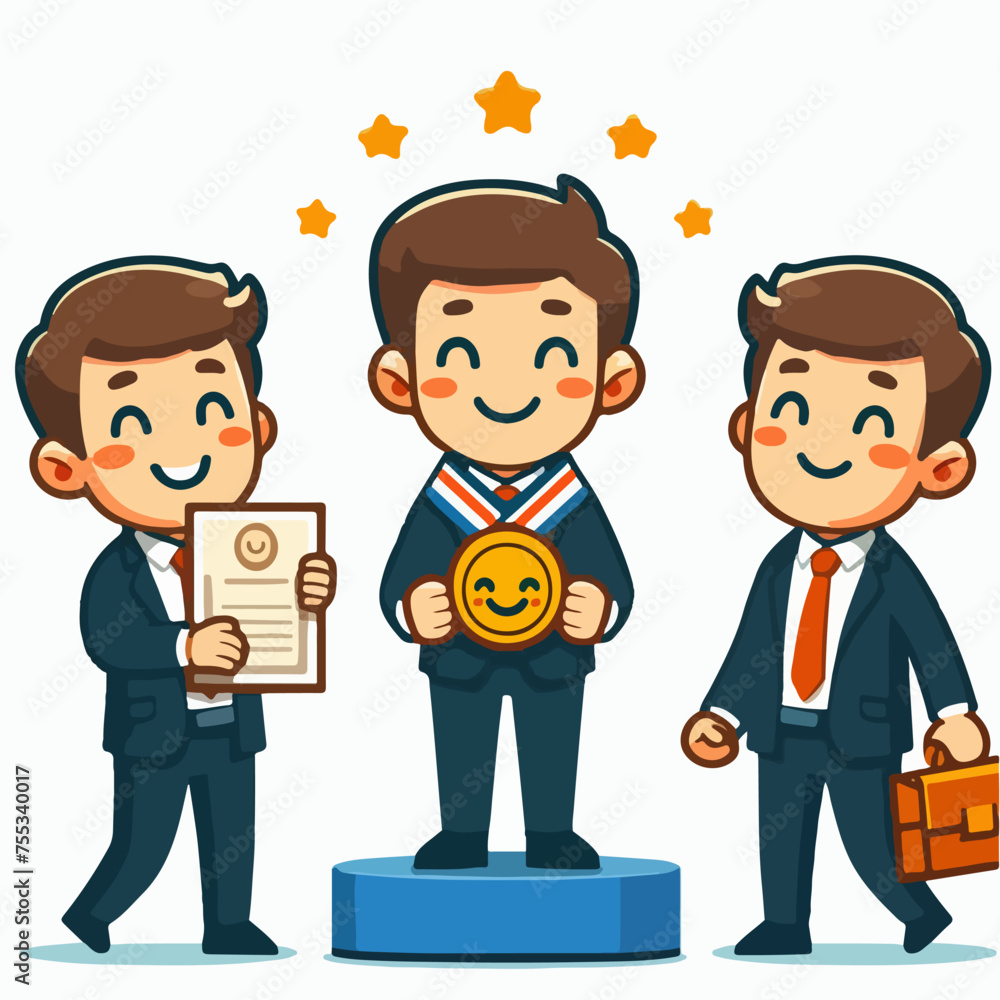 flat design illustration of awarding an employee flat design illustration of awarding an employee