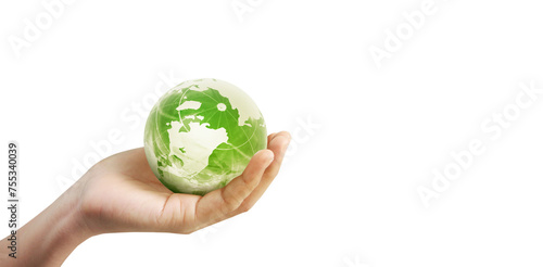 Globe  earth in human hand  holding. Earth image provided by Nasa