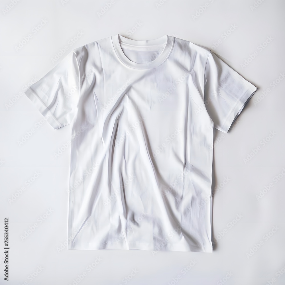 Clean and simple image featuring a white color t-shirt with empty space for designs or text. Clean and simple image featuring a white color t-shirt with empty space for designs or text.