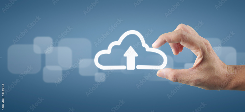 Hand pushing on touch screen interface Hand pushing on touch screen interface