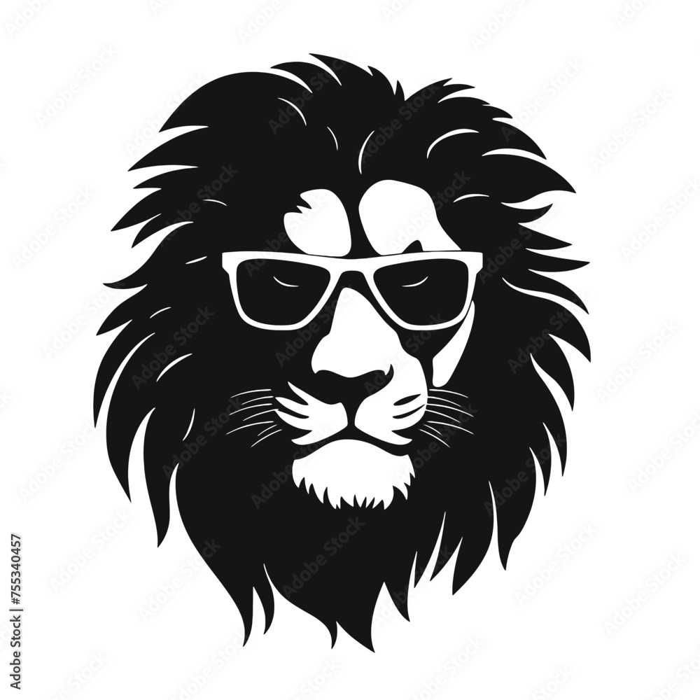 Lion with sunglasses Silhouette 