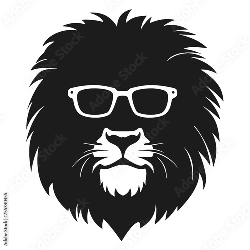 Lion with sunglasses Silhouette 