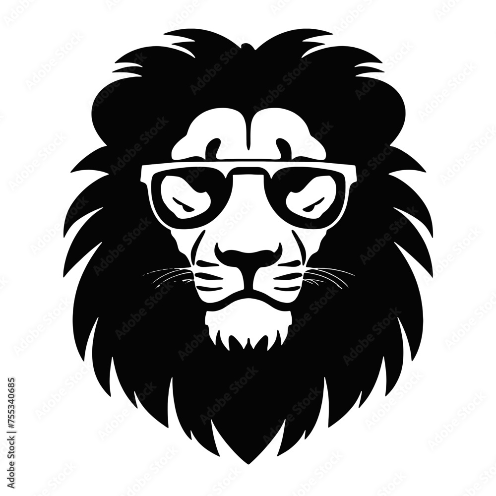 Obraz premium Lion with sunglasses Silhouette 
