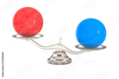 Scales with red and blue ba...