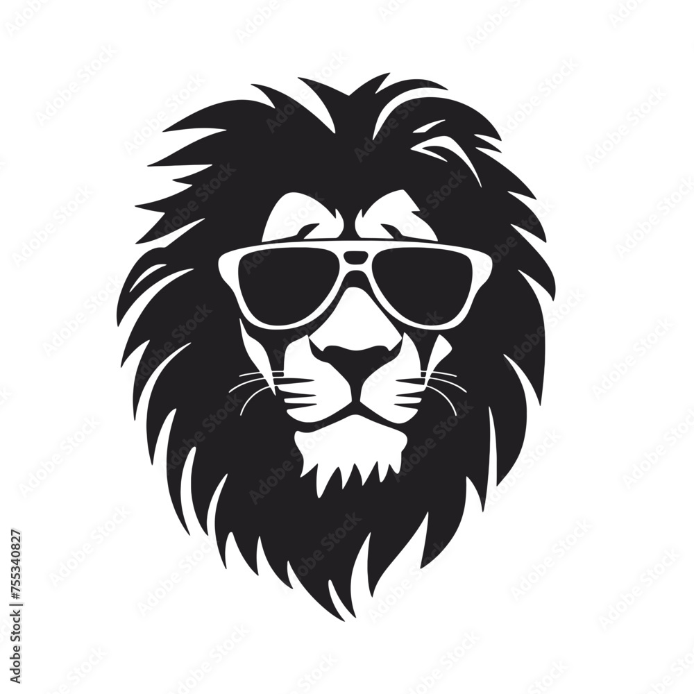 Obraz premium Lion with sunglasses Silhouette