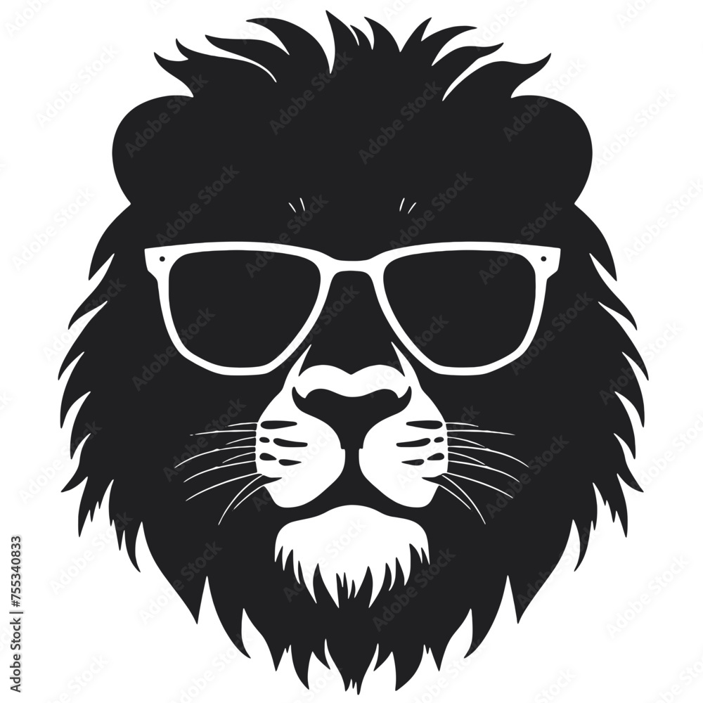Lion with sunglasses Silhouette 