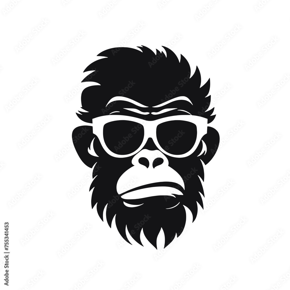 Monkey Wear A Black Sunglasses Monkey Wear A Black Sunglasses