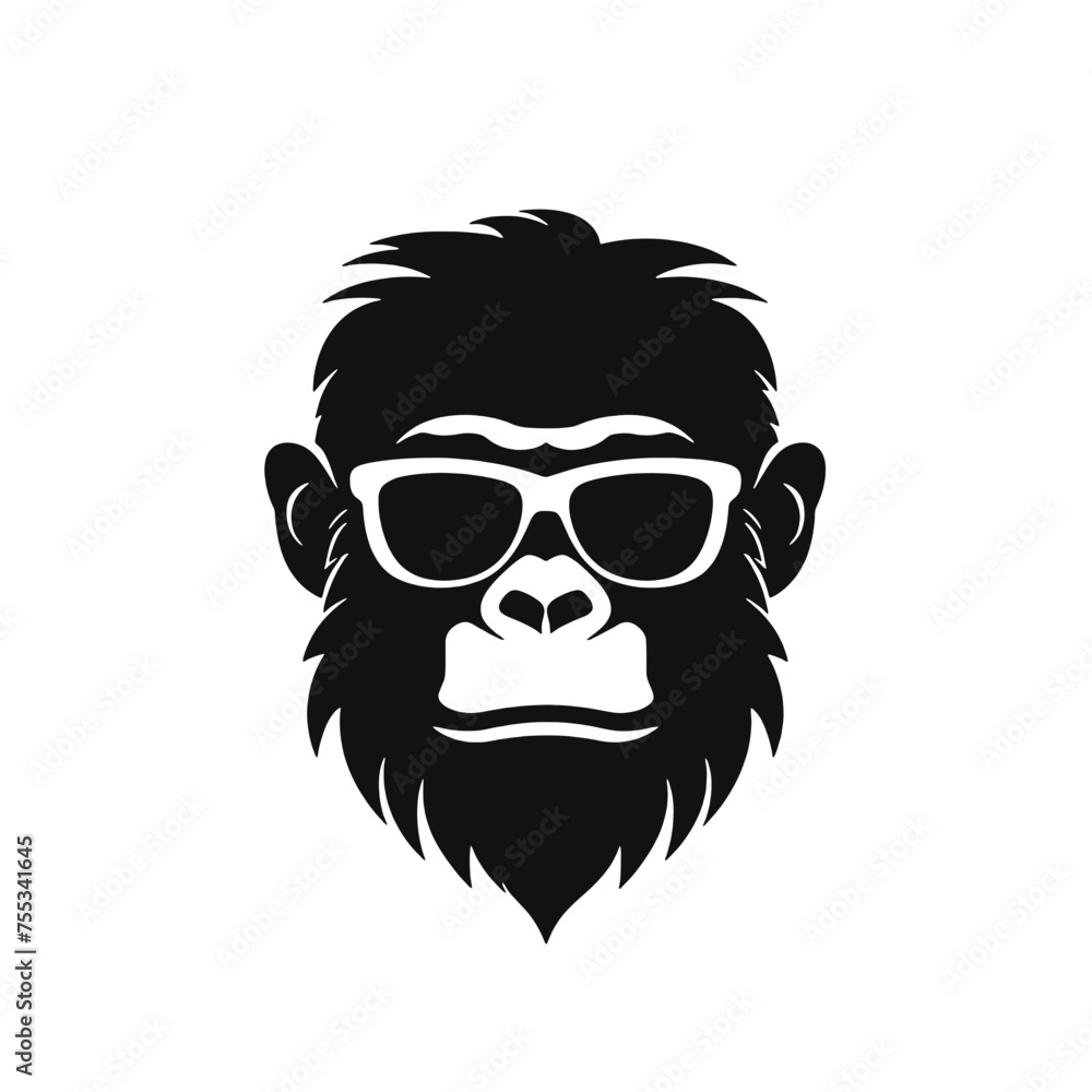 Monkey Wear A Black Sunglasses Monkey Wear A Black Sunglasses
