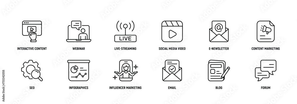 Inbound Marketing thin line icons set: Editable Stroke. Strategy, type, interactive, content, webinar, live-streaming. Inbound Marketing thin line icons set: Editable Stroke. Strategy, type, interactive, content, webinar, live-streaming.