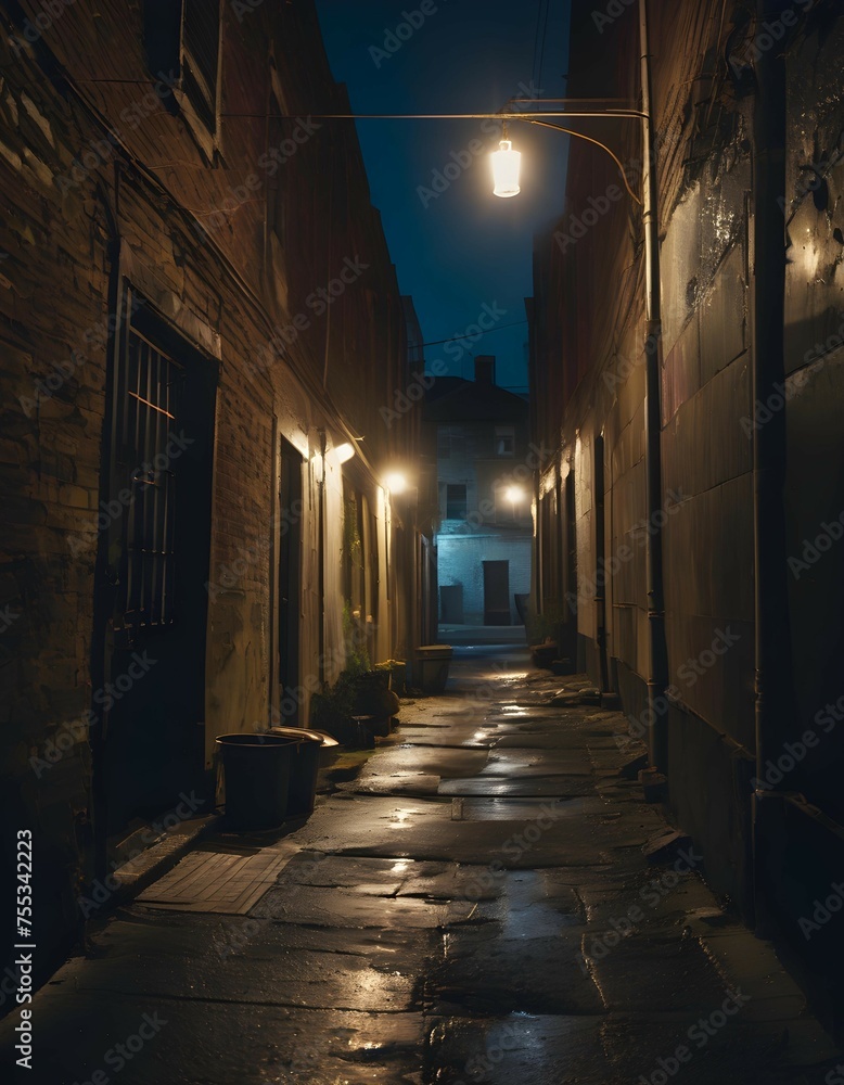 Dark and narrow alley in the city