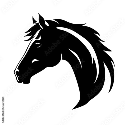 black mustang -  horse side view vector silhouette