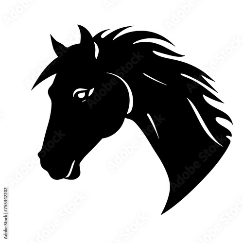 black mustang -  horse side view vector silhouette