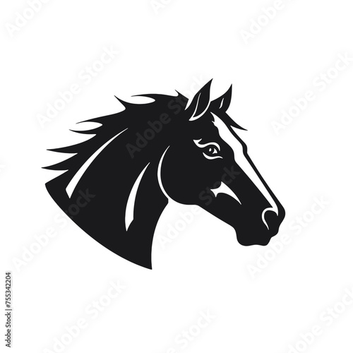 black mustang -  horse side view vector silhouette