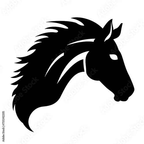 black mustang -  horse side view vector silhouette