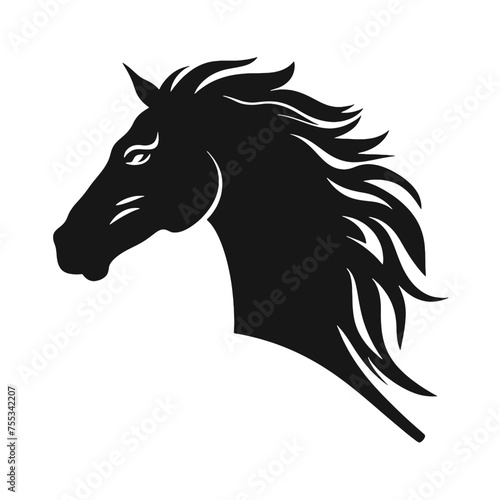 Fototapeta Naklejka Na Ścianę i Meble -  black mustang -  horse side view vector silhouette