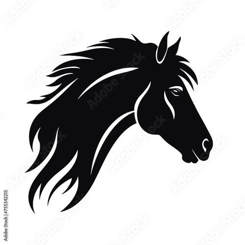 black mustang -  horse side view vector silhouette