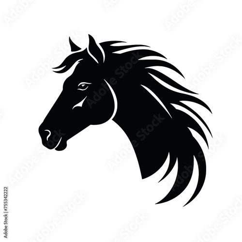 black mustang -  horse side view vector silhouette