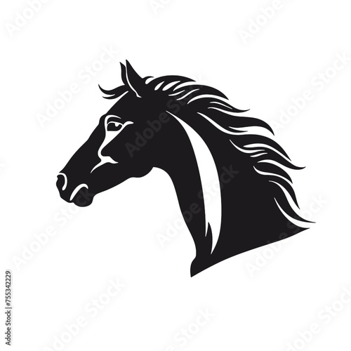 black mustang -  horse side view vector silhouette