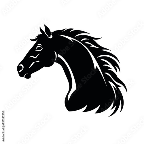 black mustang -  horse side view vector silhouette