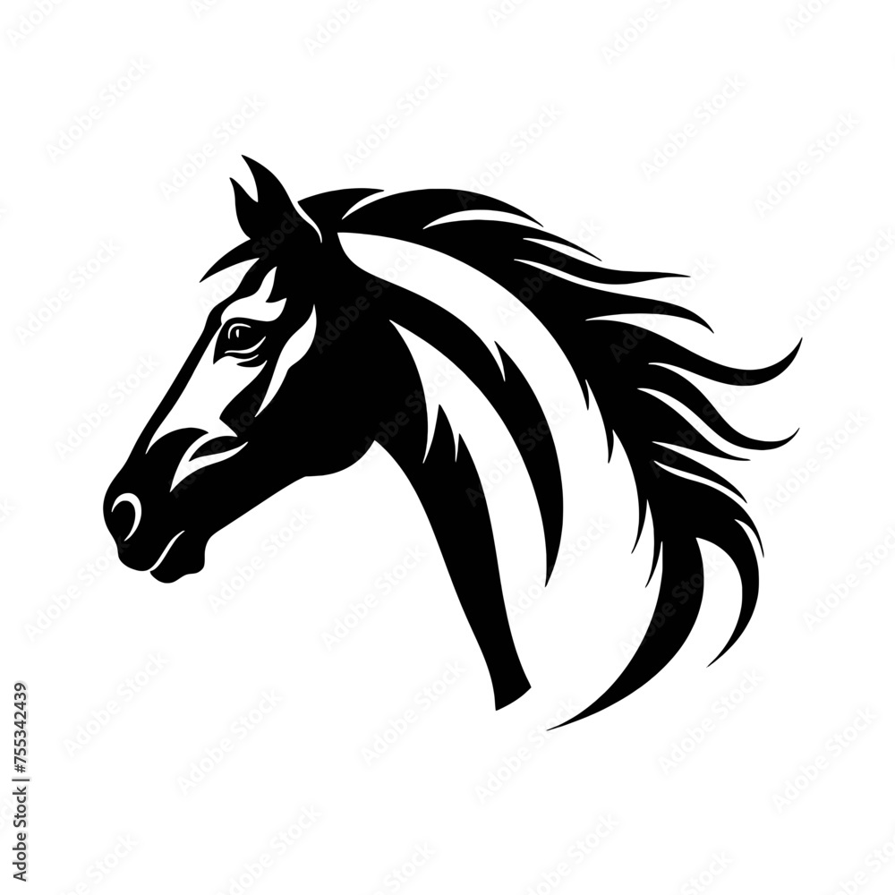 black mustang - horse side view vector silhouette black mustang - horse side view vector silhouette