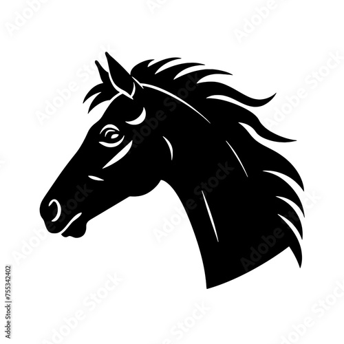 black mustang -  horse side view vector silhouette
