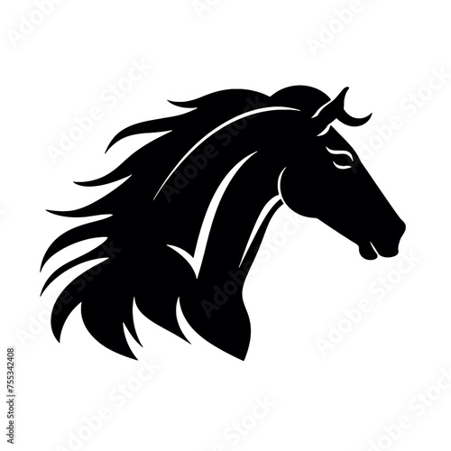 black mustang -  horse side view vector silhouette