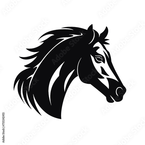 black mustang -  horse side view vector silhouette