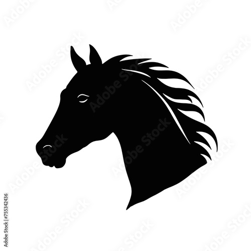 black mustang -  horse side view vector silhouette