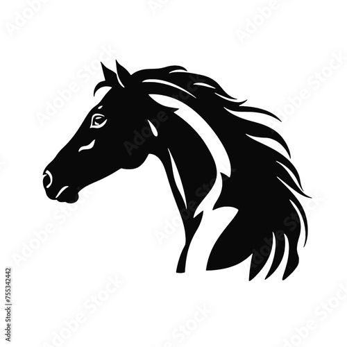 black mustang -  horse side view vector silhouette