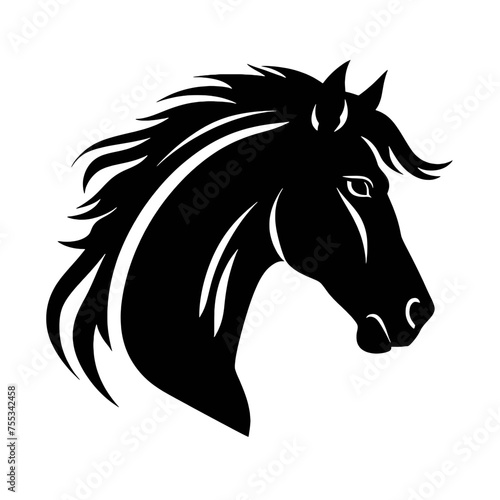black mustang -  horse side view vector silhouette