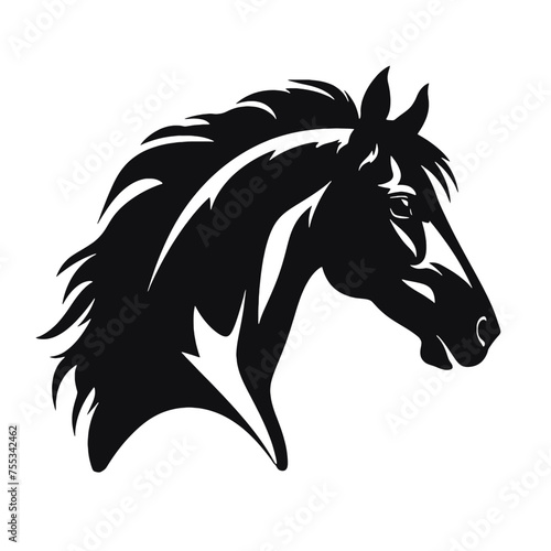 black mustang -  horse side view vector silhouette