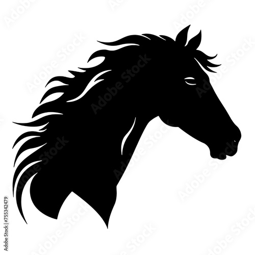 black mustang -  horse side view vector silhouette