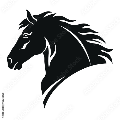 black mustang -  horse side view vector silhouette