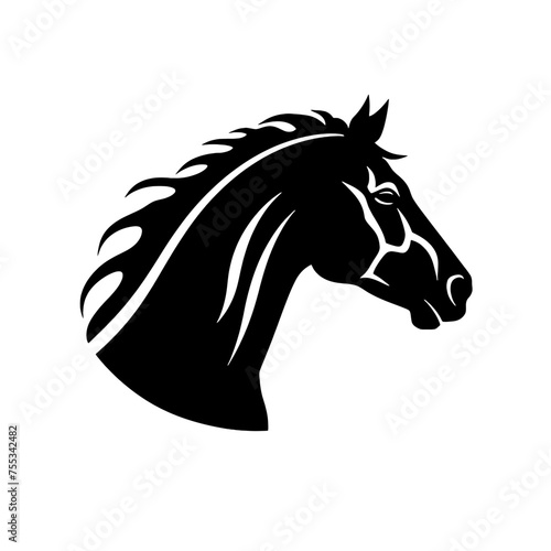 black mustang -  horse side view vector silhouette